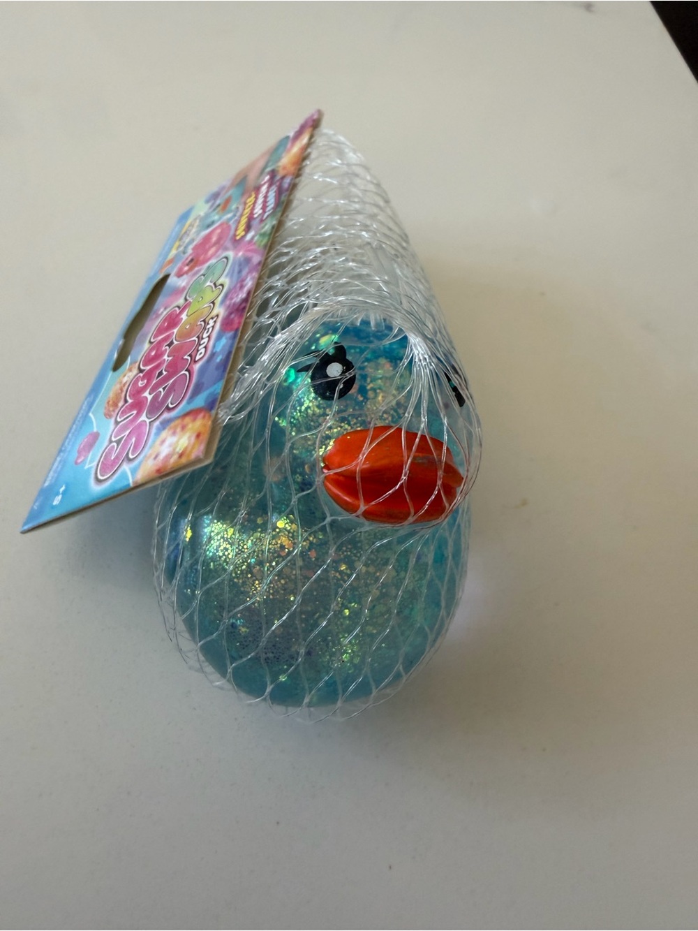 Sugar Swaps Blue Glitter Duck Squeeze Toy with Orange Beak
